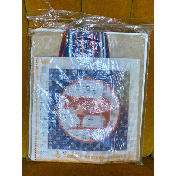 SUNSET NEEDLEPOINT - Weather Vane Cow - NIP - Fits 5" x 5" Frame - Vintage 1983 - Picture 2 of 6